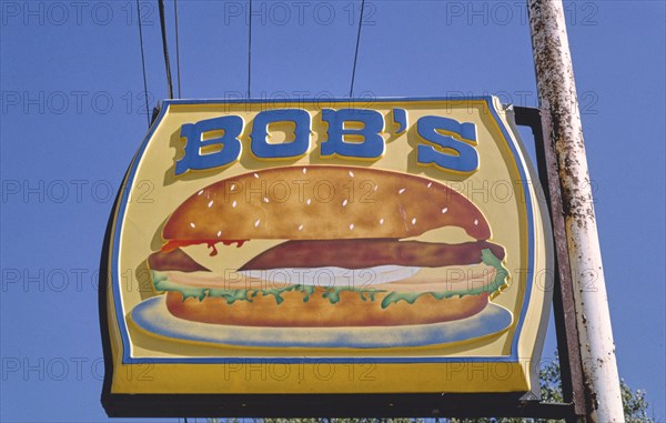 1990s America -  Bob's Hamburgers sign, Meade, Kansas 1993