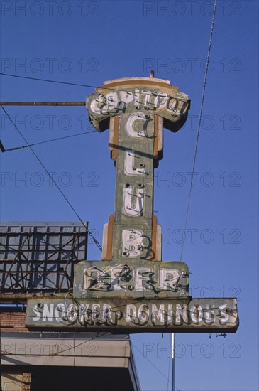 1990s America -  Capitol Club sign, Oklahoma City, Oklahoma 1993
