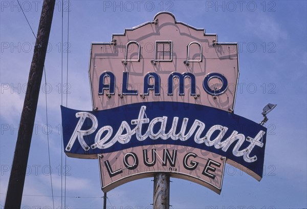 1980s America -  Alamo Restaurant sign, Shreveport, Louisiana 1982