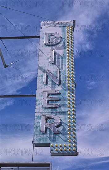 1980s America -  Hollywood Diner sign, Grants, New Mexico 1987
