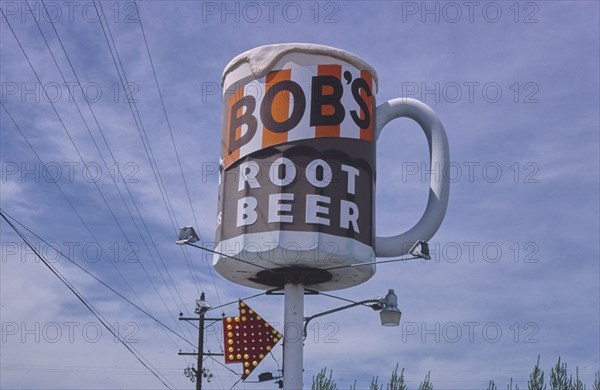 1980s America -  Bob's Root Beer sign, Fallon, Nevada 1980