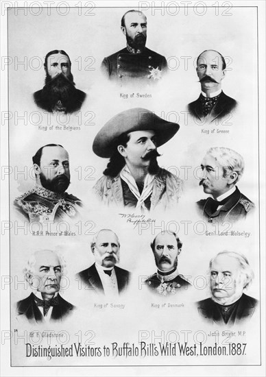 Buffalo Bill Poster, Distinguished visitors Gentlemen to Buffalo Bill's Wild West, London 1887