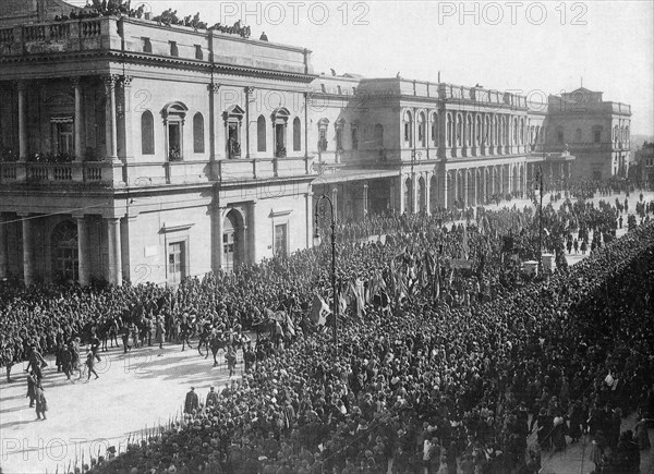 Celebrations in Rome for the victory when Vittorio Emanuele III returns from the front