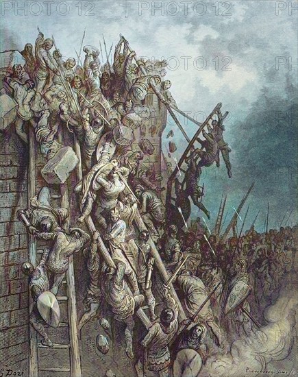 The Crusaders Attack With Scaling Ladders To The Walls Of Wieselburg And Are Repulsed With Heavy Losses