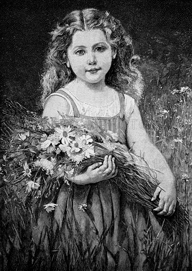 Young Girl With A Bouquet Of Field Flowers