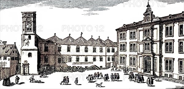 School Yard Of The Gymnasium At St. Anna In Augsburg / Schulhof Des Gymnasium Zu St. Anna In Augsburg