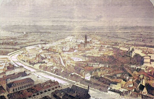 View Of The City Of Strasbourg From A Bird'S Eye View