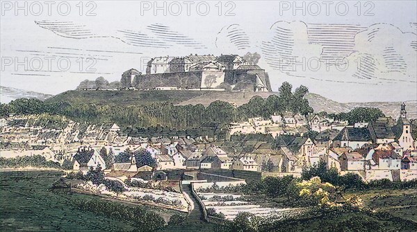 View Of The Citadel Of Bitsch And The Town Of Bitche In The Lorraine Region Around 1870