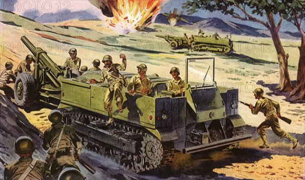 Soldiers and Combat Tractor.