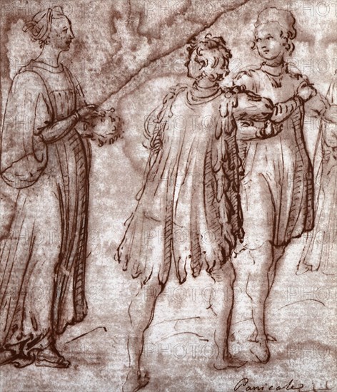 Two Youths paying Court to a Lady.