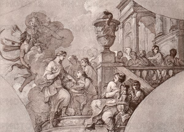 Psyche Greeted by Nymphs on the Threshold of the Palace.