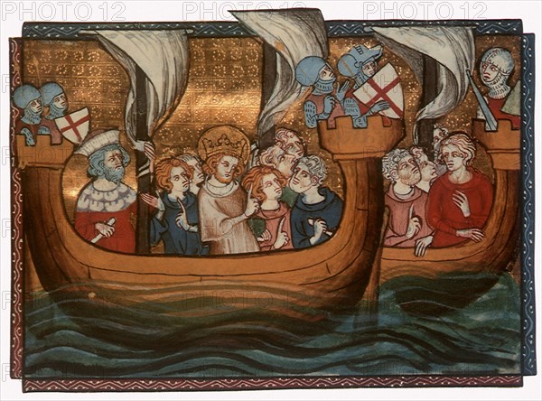 King Louis IX on ship with his Army on Seventh Crusade.