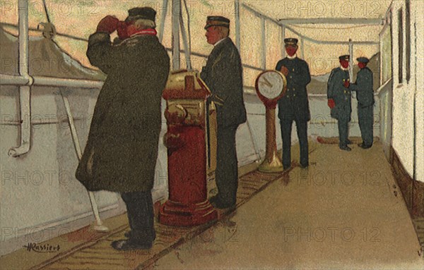 Captain and Officers on Ship.