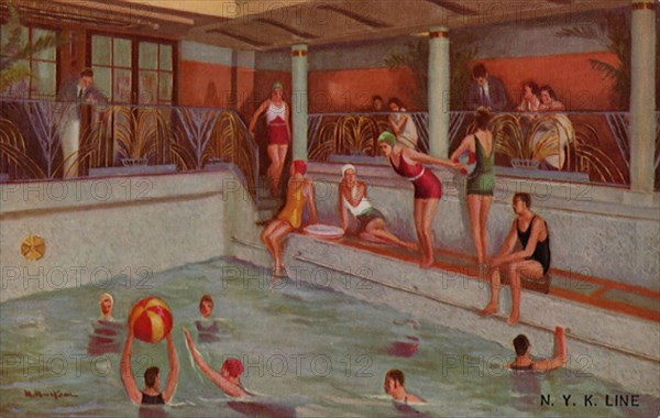 Indoor Swimming Pool on Ocean Liner.