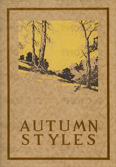 Ad with Border of Fall Trees on a Hill in Autumn.