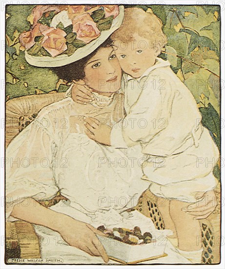 Mother and Child with Box of Candy.