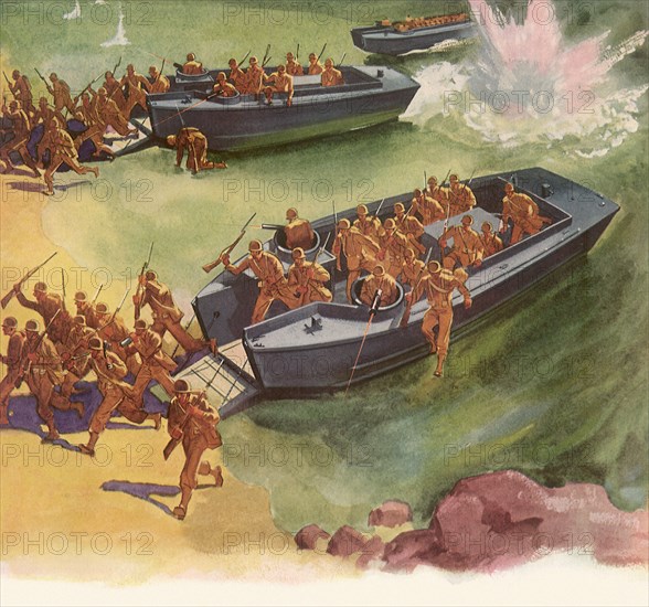 Marines leaving Invasion Boats.