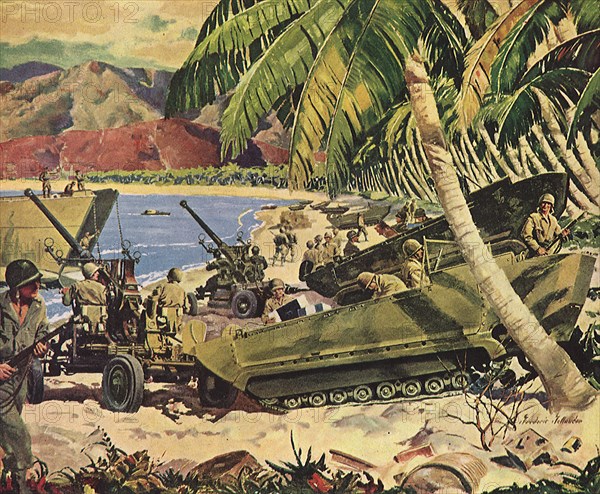 Weasel Landing Crafts on Pacific Island Beach.