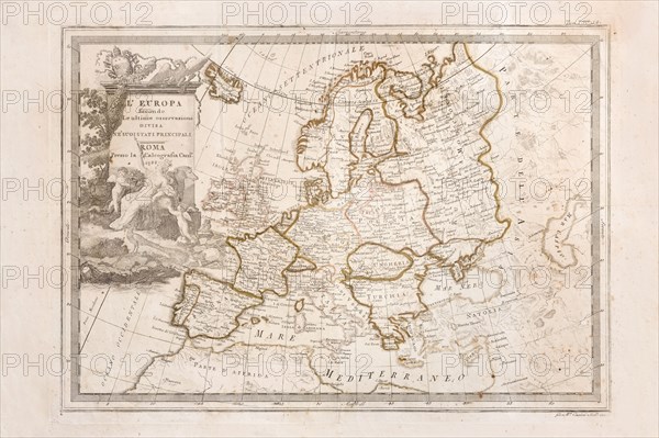 Cassini Giovanni Maria. Engraving of 1788. Map of Europe. Europe