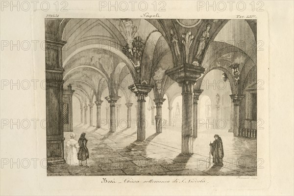 Fornari. Engraving of the 19th Century. Kingdom of Naples. Underground Church of Niccola In Bari. Bari. Puglia. Italy