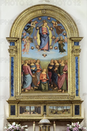 Corciano (Italy, Umbria, province of Perugia), Church of Santa Maria Assunta. Perugino, Assumption of the Virgin, painting on wood