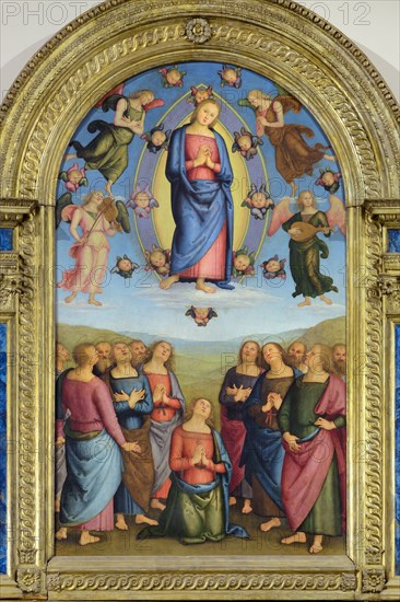 Corciano (Italy, Umbria, province of Perugia), Church of Santa Maria Assunta. Perugino, Assumption of the Virgin, painting on wood