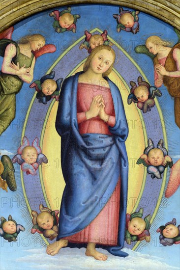 Corciano (Italy, Umbria, province of Perugia), Church of Santa Maria Assunta. Perugino, Assumption of the Virgin, painting on wood