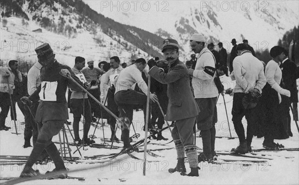 italie, ponte di legno, course de ski officielle, 1912