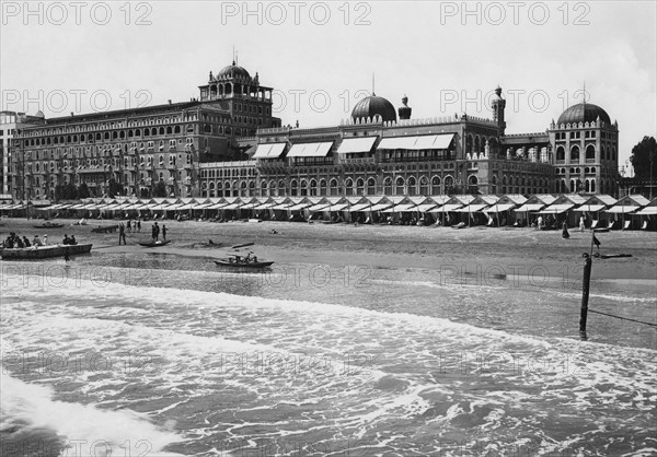 italie, venise, lido, hôtel excelsior palace, l'un des hôtels les plus luxueux d'europe, construit en style mauresque, 1915-1940
