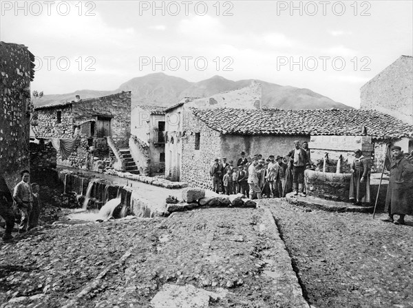 italy, sicily, scillato, inauguration of public fountain 1893