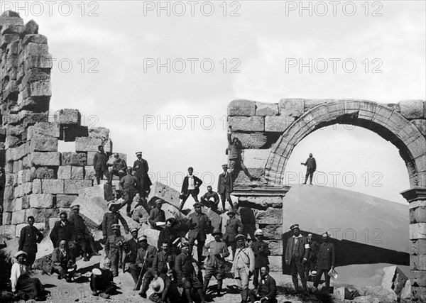 africa, libia, leptis magna, national excursion 1914