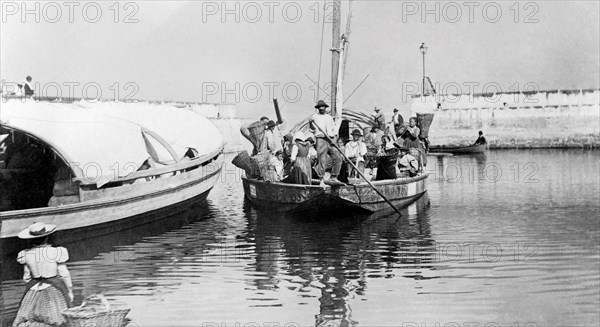 italy, lombardia, colico, harbour 1800-1900