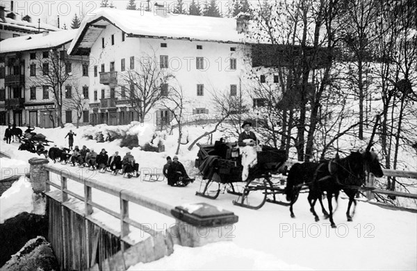 sledge, cortina d'ampezzo, 1910-1920