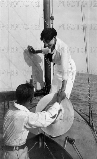 couple on sailing boat, 1910