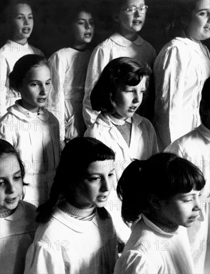 switzerland, ticino canton, primary school, singing lesson, march 1962