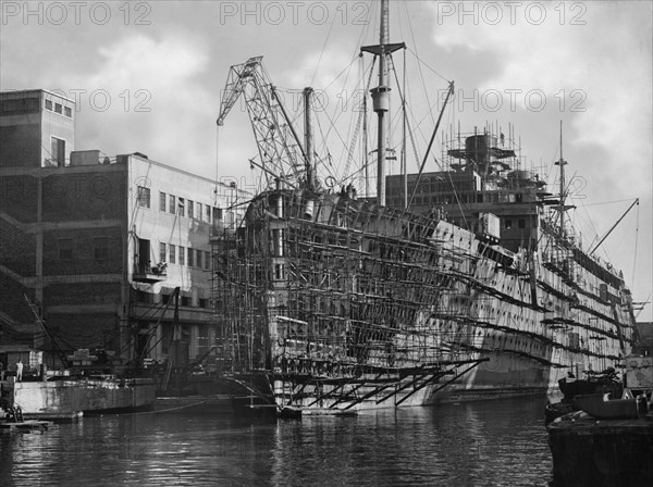 italy, liguria, genova, transatlantic liner, 1940-1950