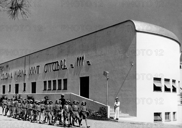 cattolica, edificio tipico di colonia estiva, marcia, 1930