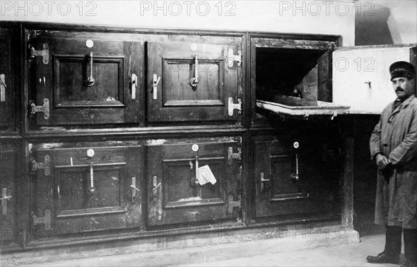 italy, the morgue, drawers for preservation of corpses, 1920-30