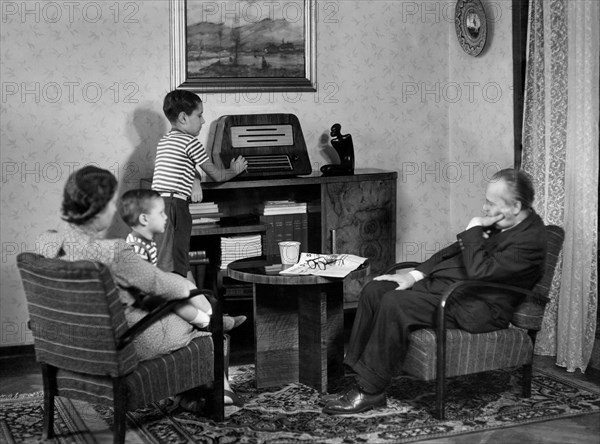 radio, famille, 1950