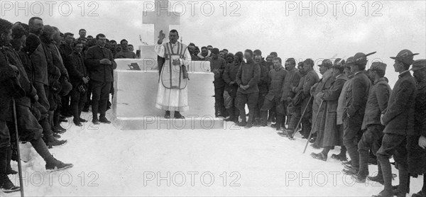guerre, aumôniers militaires, neige et autel alpin, 1915 1918
