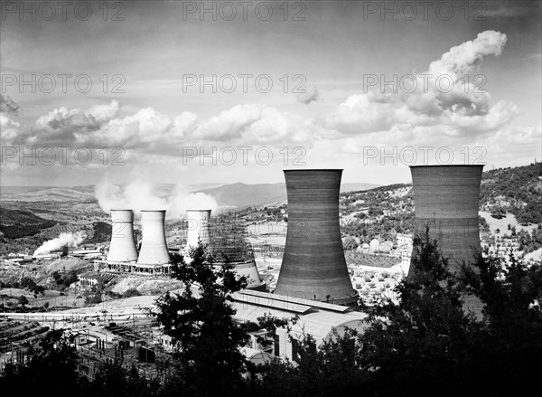 centrale géothermique de larderello, refroidisseurs, 1955