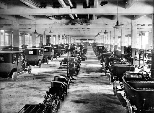 ligne de production de la 501 chez fiat lingotto, 1921-1923