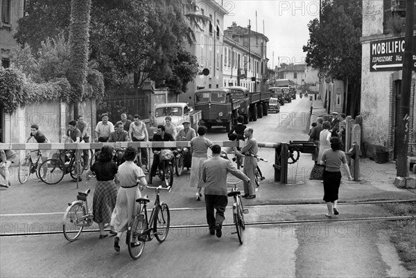 attente au passage à niveau, 1955