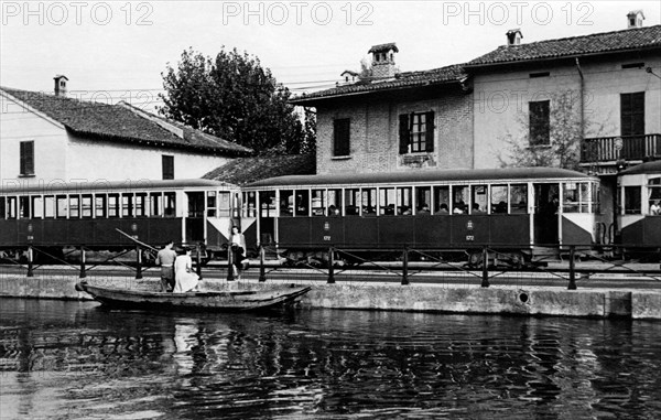 ligne de tramway milan-abbiategrasso sur la ripa, 1946 1950