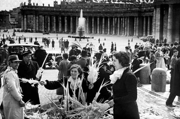 Dimanche des palmiers sur la piazza san pietro, 1930