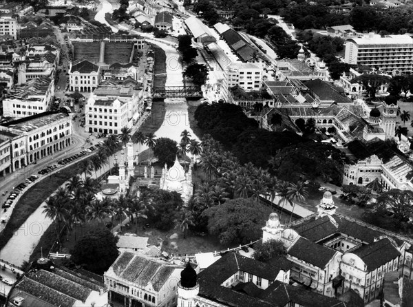 malaisie, kuala lumpur, vue aérienne, 1957