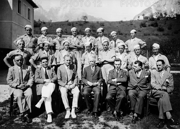 italie, veneto, groupe de fromagers, 1934