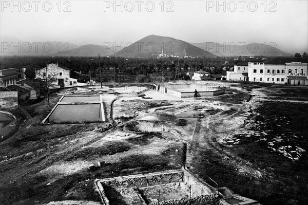 italie, veneto, vue de la source montirone à abano terme, 1920 1930