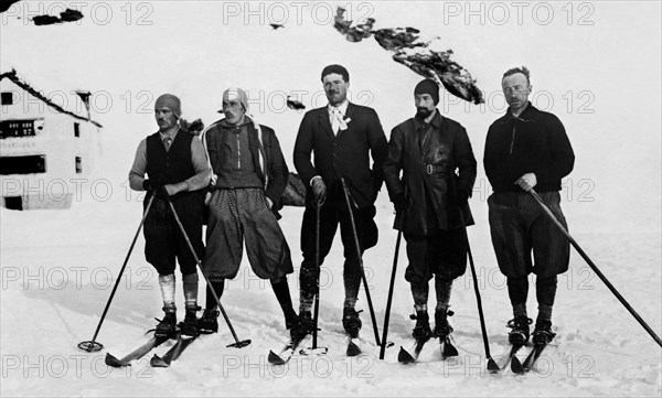 italie, piedmont, randonneurs tci dans la vallée de formazza, 1931