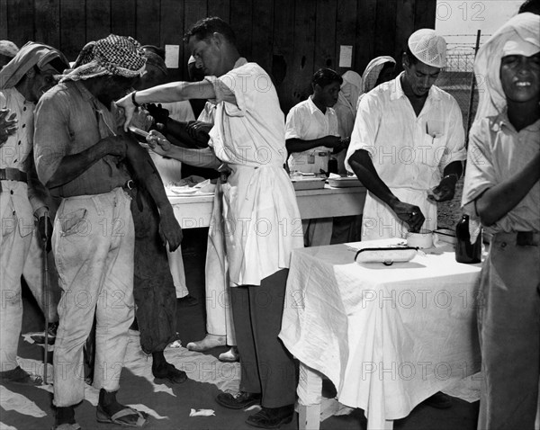 arabie saoudite, vaccinations contre la malaria, la typhoïde et le choléra effectuées sur le personnel, 1952